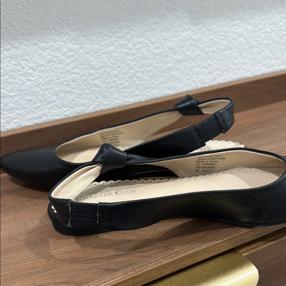 Charter Club Black Flats Minimalist Pointed-Toe Design - Picture 7 of 10